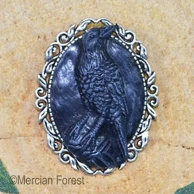 Raven Cameo Brooch - Handmade Gothic Jewellery Crow Goth Victorian Renaissance • £12.50