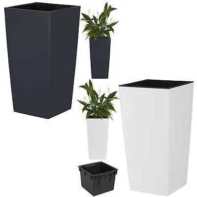 Tall Planter Flower Pot With Liner Inner Indoor Outdoor Garden Patio 9 Size Home • £51.91