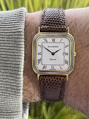 RARE Bucherer Excellent Vintage Men’s Ultra Thin Swiss Quartz Watch REF.533188 • $229