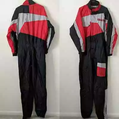 Motorcycle FieldSheer Black Red One Piece Race Suit Rainguard Coverall Men's L • $89.99