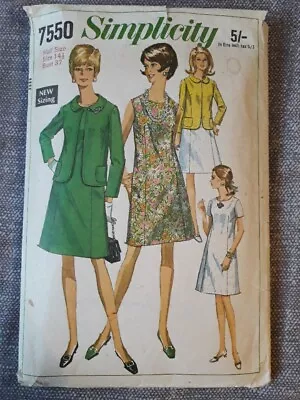 Vintage 1960s Dress And Jacket Sewing Pattern Simplicity 7550  Size Bust 37 • £5