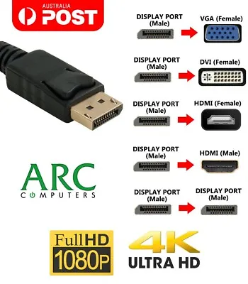 $13 • Buy Active Display Port To HDMI DVI VGA DisplayPort Cable Adapter Full HD 4K