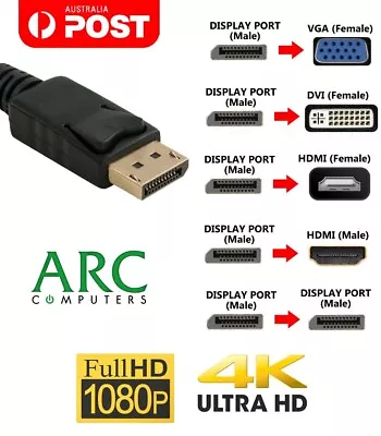 Active Display Port To HDMI DVI VGA DisplayPort Cable Adapter Full HD 4K • $13