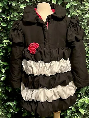 Mack And Co Ruffled Coat Girls 6x White And Black Pink Lining 2013 • $12.71