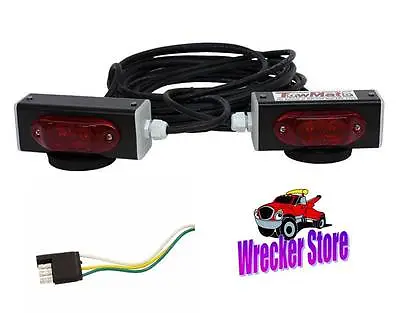 TOWMATE WIRED MAGNETIC LED LIGHTS W/ 4 PIN FLAT PLUG - WRECKER TOW TRUCK TOWING • $170.50