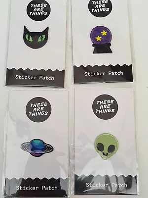 4 Embroidery Small Patch Sew On Iron On Badge Fabric Applique Alien Black Cat • £2