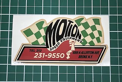 NEW MOTION Speed Equipment Bronx NY.  Vintage 60's Racing VINYL Decal Sticker • $12.99