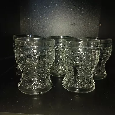 Set Of 5 VINTAGE Italian 1960s Floral Textured Made In Italy 8oz Glass Tumblers • $35