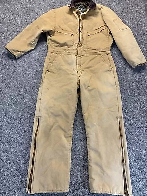 Bercowear Coveralls Mens 48-42 Brown Canvas Lined Insulated Hoodless USA Made • $32.99