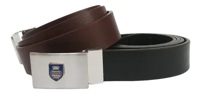 Merchant Navy Leather Belt And Buckle Combo In Gift Pouch Black Or Brown ME58 • £39.99