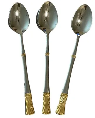 Baek San Royal Demitasse Spoons 18-8 Stainless Gold Trim Lot Of 3 B242 • $17