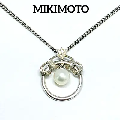 MIKIMOTO JAPAN AKOYA 6.5mm Pearl Necklace Pendant Silver MIKIMOTO Antique • $151.99