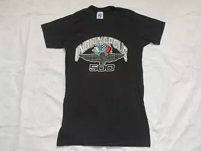 Vintage 90's Indianapolis 500 Motor Speedway Logo 7 Graphic Black T-shirt Sz S • $9.99