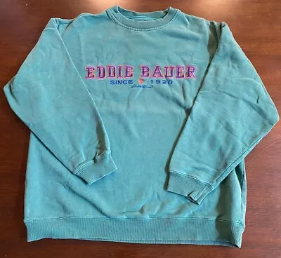 VINTAGE Eddie Bauer Crewneck Sweater Mens Medium Pullover Green EBTEK • $21.99