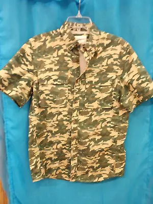 FIELD & STREAM Mens Shirt Small GREEN CAMO CAMOUFLAGE Button Mesh Upper Back • $12