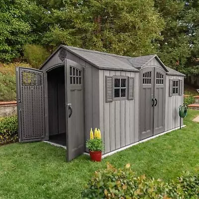 Garden Shed 15 X 8ft Wood Effect Lifetime - Heavy Duty Outdoor HDPE Unit • £2832