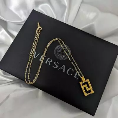 Versace Greca Greek Necklace Pendant Top Gold Color Authentic • $114.99