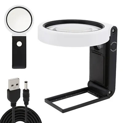 25X 5X Magnifying Glass With Light And Stand For Reading Jewelry Crafts Coins US • $13.67