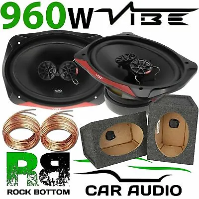 VIBE SLICK 69.3 960 Watts Pair 3-Way CAR VAN Speakers & 6x9 GREY MDF Pod Box • £109.99