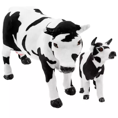 Cow Figurines 2 Pack Resin Farm Animal Decoration Indoor Outdoor Hand Painted • £21.19