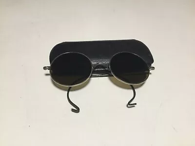 $45 • Buy Vintage Willson Lennon Style Round Dark Amber Lens Wire Sunglasses Steampunk