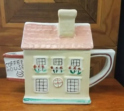 Vintage Mini Ceramic Coffee Shop Shaped Tea Pot House • $19.99