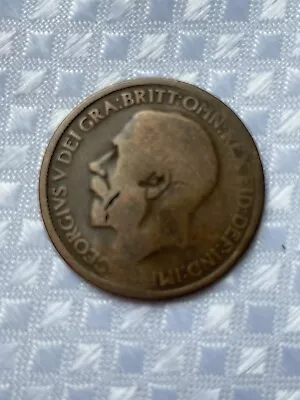 Very Rare King George V Half Penny 1917 Copper Coin 106 Years Old • £2.50