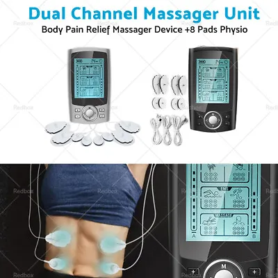 Dual Channel TENS Machine Unit Body Pain Relief Massager Device +8 Pads Physio • $38.99