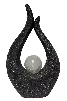 Vintage Solar Powered Garden Decor LED Crackle Ball Sculpture Statue • £44.92