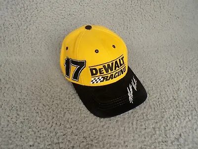 Matt Kenseth Hat Cap Mens Strap Back Yellow Nascar Dewalt Leather Strap VTG USA • $29.99