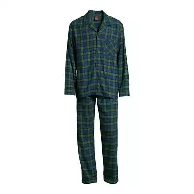 Hanes Men's 2-PC Top & Pants Sleepwear Green Plaid Soft Flannel Pajama Set: M-L • $21.99