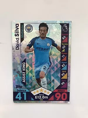 Match Attax 2016/17 David Silva Assist King Manchester City (#383) • £1