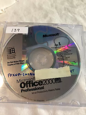 Microsoft Office 2000 Professional Disk 1&2 Extra W/Authorization Key  • $19.99