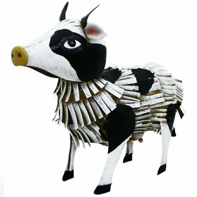 Kreatif Kraft Cow Metal Garden Ornament Trendy Hand Painted Garden Ornaments • £15.72