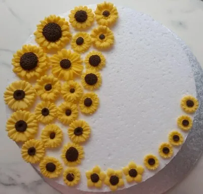 30 Edible Sugar Sunflowers Daisy Cup Cake Decoration Topper Various Design Sets • £7