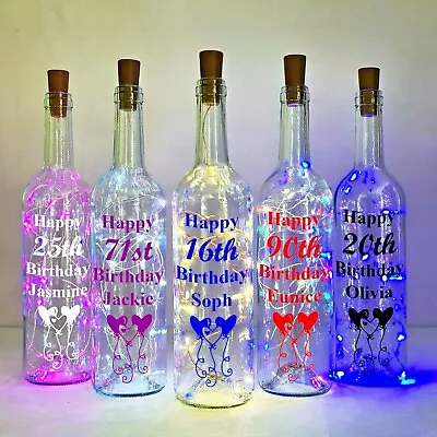 Personalised Birthday Gift Light Up Bottle 16th 18th 21st 30th 40th 50th 60th • £14.49
