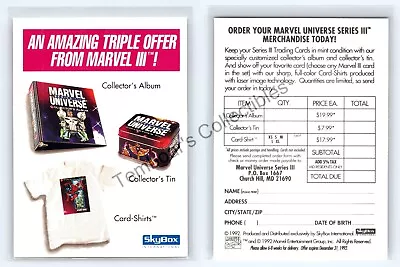 1992 Marvel Universe Series III 🌟 Promo Order Card • $1.95