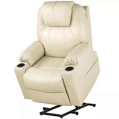 Elderly Electric Power Lift Recliner Chair Vibration Massage Heated Sofa Beige • $316.03