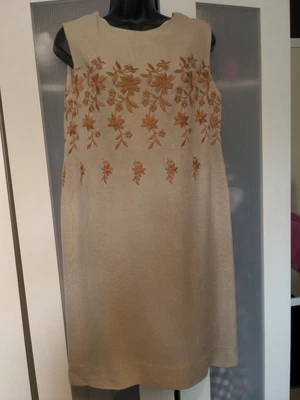 £1.99 • Buy Vintage 60s Sheath Dress Floral Embroidery Size 10