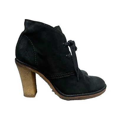 Veronique Branquinho Ankle Boots Black Leather Lace Up Gum Soles Women EUR 37.5 • $55.99