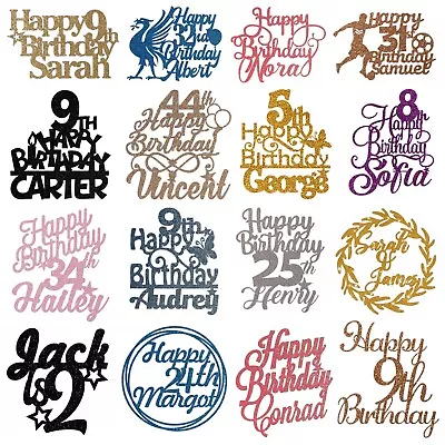 Personalised Cake Topper Circle Design Any Age Name 16th 18th 21st 30th 40 60 80 • £2.29