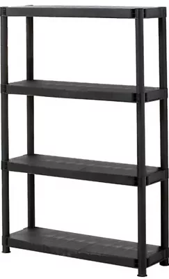 4 Tier Plastic Shelving Unit Home Garage Warehouse Storage Display Easy Assembly • £20.99