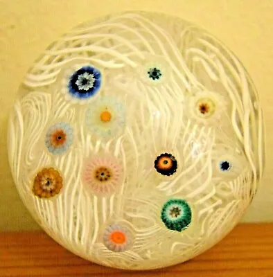 £69 • Buy Vintage Strathearn Paperweight Spaced Millefiori On Lace Bed C1970