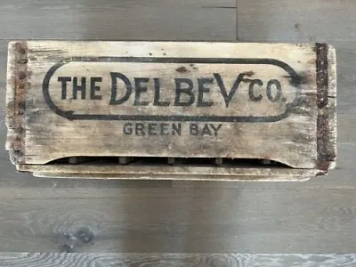Vintage Wooden Soda Crate The DELBEV CO Beverages Green Bay Wisconsin Wood Box • $39.99