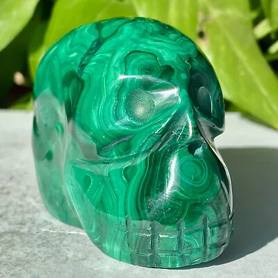 1.21LB Natural Gemstone Malachite Quartz Crystal Skull Carved Healing Reiki Ston • $0.99