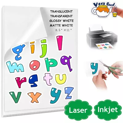 A4 Printable Vinyl Sticker Paper For Inkjet & Laser Printer Adhesive DIY Decal • $11.59