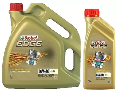 Castrol EDGE TITANIUM 0W-40 A3/B4 Synthetic Engine Oil 0W40 • £17.39