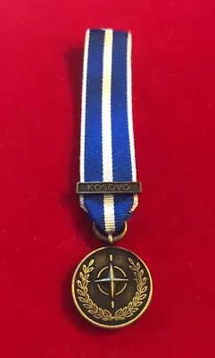 MINIATURE NATO KOSOVO  MEDAL With KOSOVO Clasp And 6  Of Ribbon - Fast Dispatch • £6.99