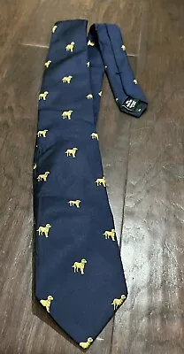 J Crew Golden Dog Navy Blue Silk Neck Tie Men's Design Retriever • $18.99