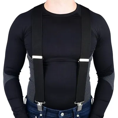 £8.77 • Buy Heavy Duty Work Trouser Braces 50mm Highly Elasticated Unisex Suspenders Black